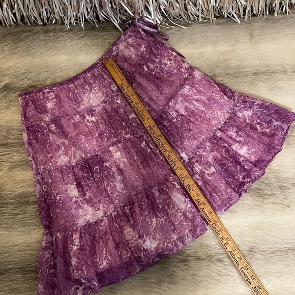 TALBOTS 4P Purple Tie Dye Tired Flared Lined Circle Skirt Bohemian Side Zip - Picture 6 of 9